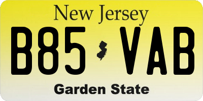 NJ license plate B85VAB