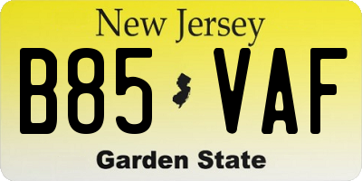 NJ license plate B85VAF