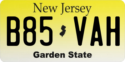 NJ license plate B85VAH