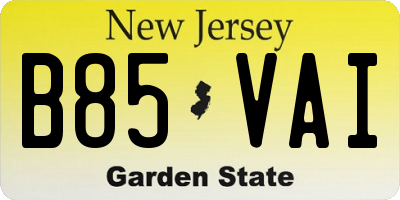 NJ license plate B85VAI