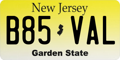 NJ license plate B85VAL