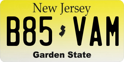 NJ license plate B85VAM