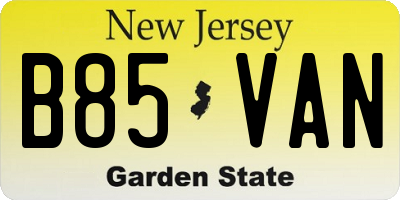 NJ license plate B85VAN