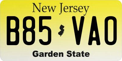 NJ license plate B85VAO