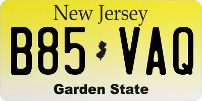 NJ license plate B85VAQ