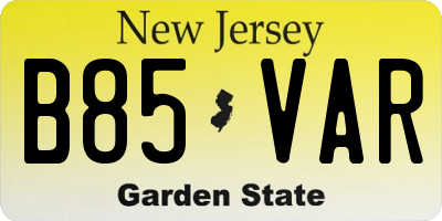 NJ license plate B85VAR