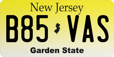 NJ license plate B85VAS