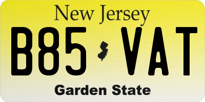 NJ license plate B85VAT