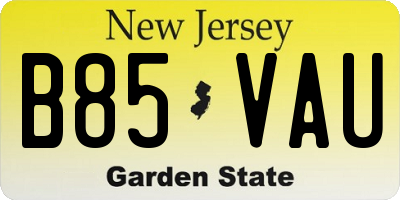 NJ license plate B85VAU