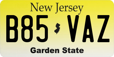 NJ license plate B85VAZ