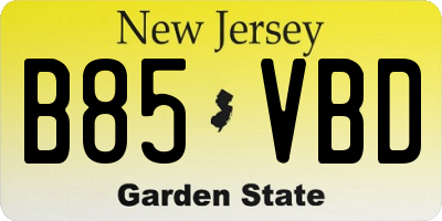 NJ license plate B85VBD