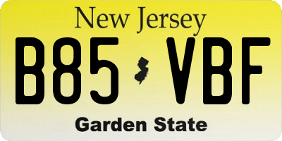 NJ license plate B85VBF