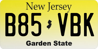 NJ license plate B85VBK