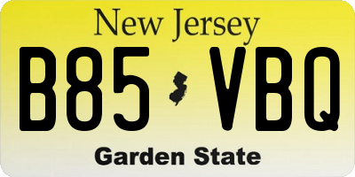 NJ license plate B85VBQ