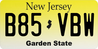 NJ license plate B85VBW