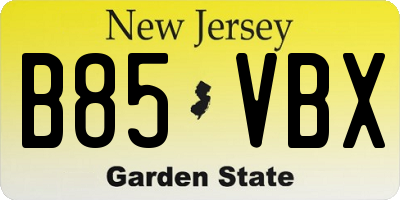 NJ license plate B85VBX