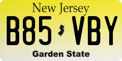 NJ license plate B85VBY