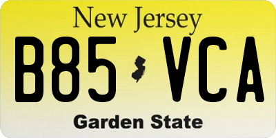 NJ license plate B85VCA