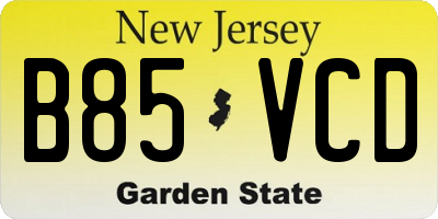NJ license plate B85VCD