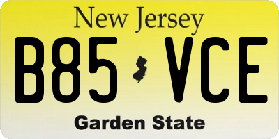 NJ license plate B85VCE