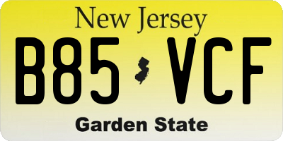 NJ license plate B85VCF