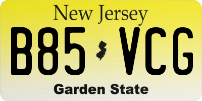 NJ license plate B85VCG