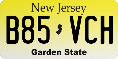 NJ license plate B85VCH
