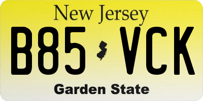 NJ license plate B85VCK