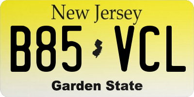 NJ license plate B85VCL