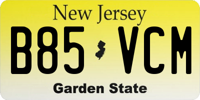 NJ license plate B85VCM