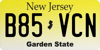 NJ license plate B85VCN