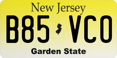 NJ license plate B85VCO