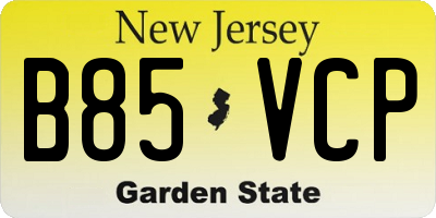 NJ license plate B85VCP