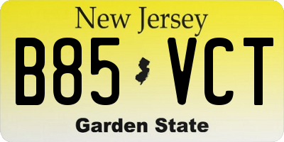 NJ license plate B85VCT