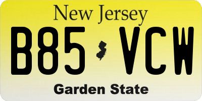 NJ license plate B85VCW