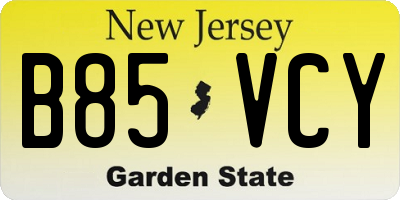 NJ license plate B85VCY