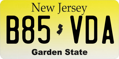 NJ license plate B85VDA