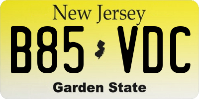 NJ license plate B85VDC