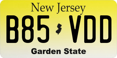 NJ license plate B85VDD