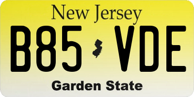 NJ license plate B85VDE