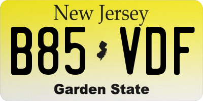 NJ license plate B85VDF