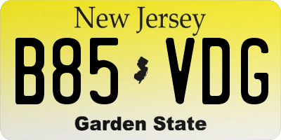 NJ license plate B85VDG