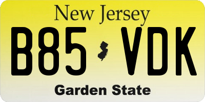 NJ license plate B85VDK