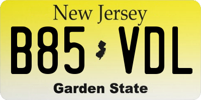 NJ license plate B85VDL