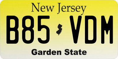 NJ license plate B85VDM