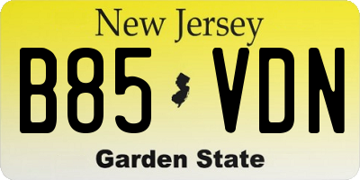 NJ license plate B85VDN