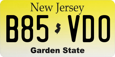 NJ license plate B85VDO