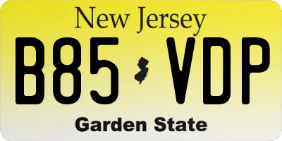 NJ license plate B85VDP