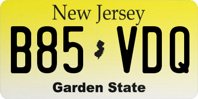 NJ license plate B85VDQ