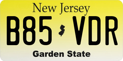 NJ license plate B85VDR
